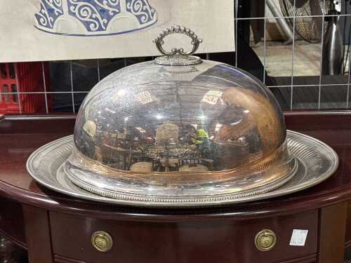 Ranleigh chased silver plated charger with cloche cover