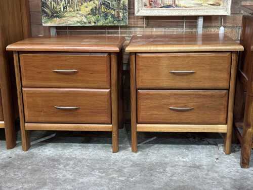 Pair of Davis Furniture two-drawer bedside tables