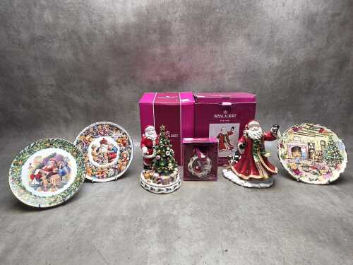 Royal Albert porcelain Christmas figures and serving ware