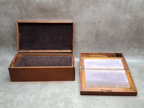 Two antique timber boxes.