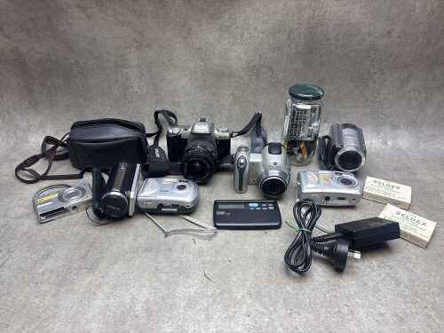Digital and film cameras including Sony Handycam