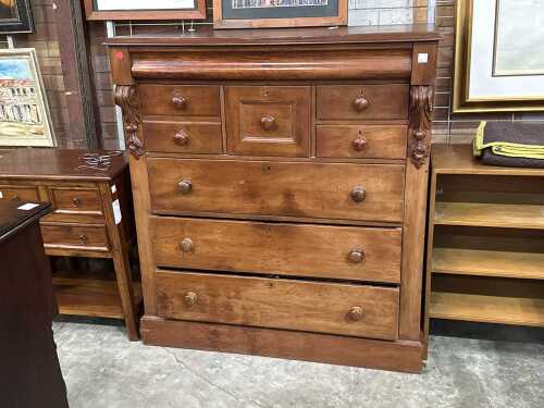 Victorian cedar chest of seven drawers