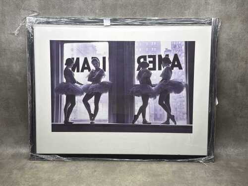 Framed black and white ballerina print
