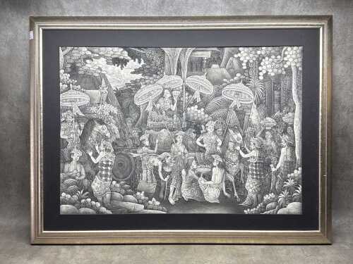 Artist unknown, Balinese ink painting on cotton