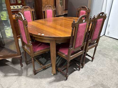 Jacobean Revival oak 7-piece dining suite