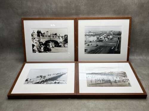 Set of four framed reproduction photographic scenes of old Melbourne