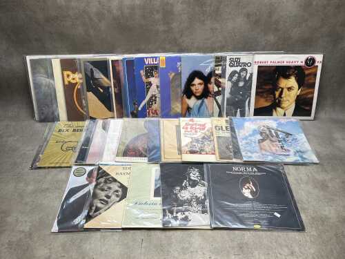 Thirty vinyl records, mostly Rock and Pop