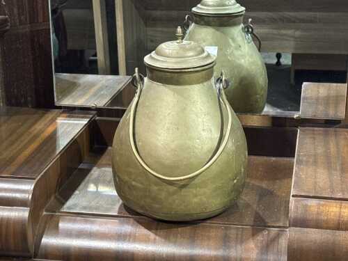 Vintage brass milk canister with handle