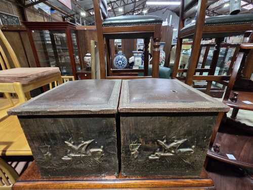 Pair of vintage coal boxes