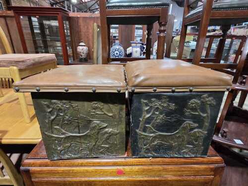 Pair of vintage coal boxes