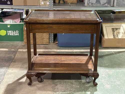 Antique style timber tea trolley