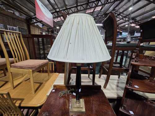 Empire Style table lamp with polished stone stem and brass mounts