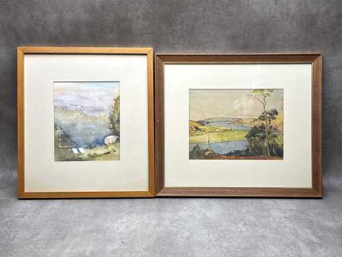 Two Australian landscapes, watercolour on paper