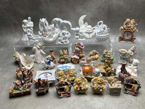 Assorted ceramic ansd resin decorative ornaments