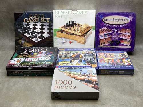 Puzzles and boardgames, including chess