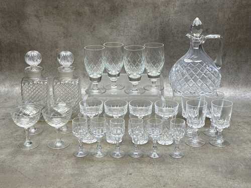 Group of crystal glassware