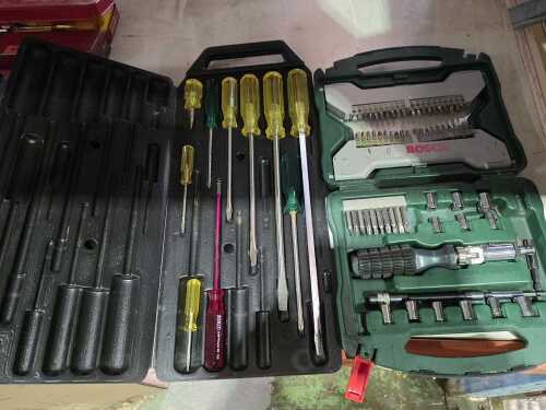 Bosch screwdriver and socket bit set with assorted screwdrivers