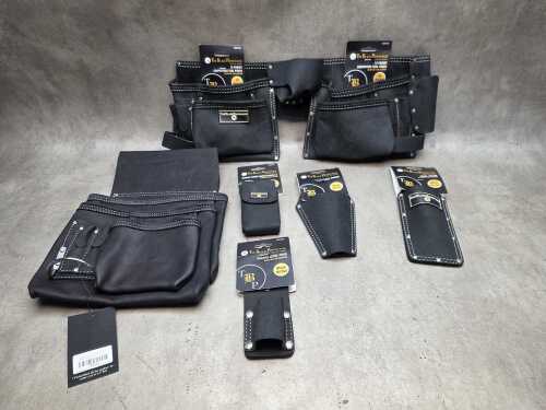 New Excess Stock - The Black Provenance Carpenter's Leather Tool Belt Pack incl. 4 Accessories
