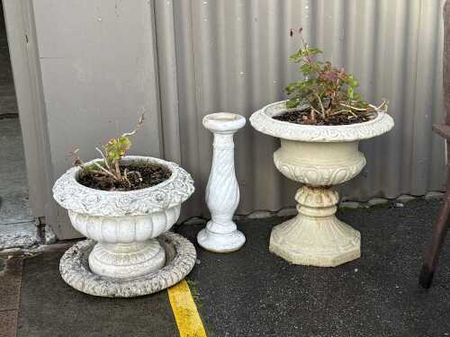 Three stone garden planters