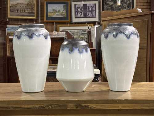 Trio of modern art ceramic vases