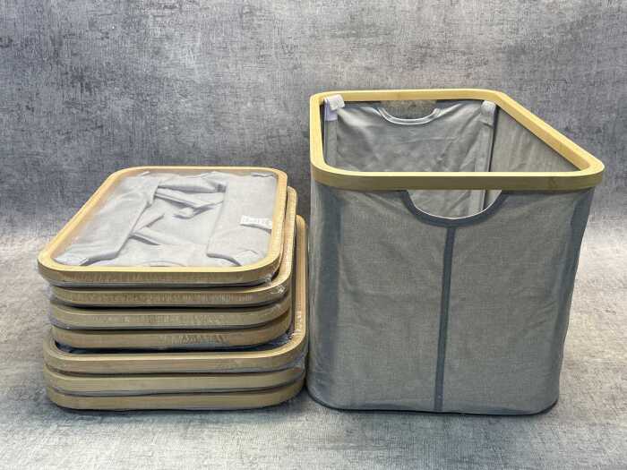 Eight foldable laundry baskets