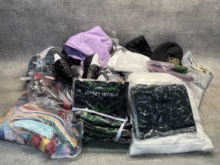 Group of assorted clothes & accessories