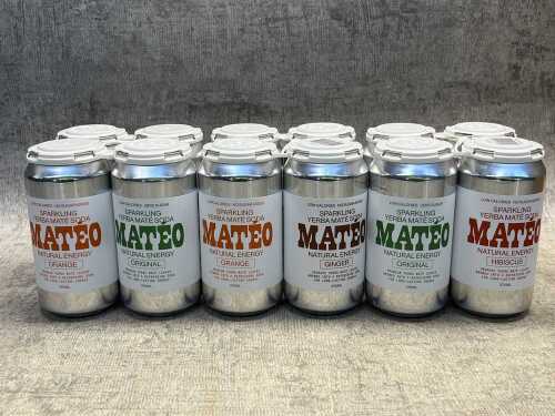 36 cans Mateo sparkling yerba mate soda