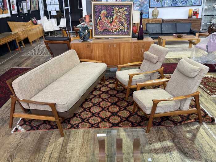 Danish Deluxe 'Inga' mid-century three piece lounge suite