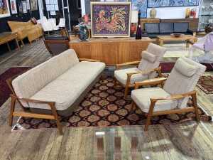 Danish Deluxe 'Inga' mid-century three piece lounge suite