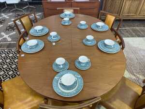 Australian mid-century teak nine piece dining suite - 2