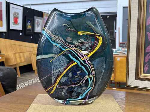 Dan Bergsma (American, 1951-2018), art glass pillow form vase