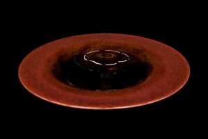 Modern orange and brown glass centrepiece bowl