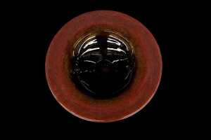 Modern orange and brown glass centrepiece bowl - 2