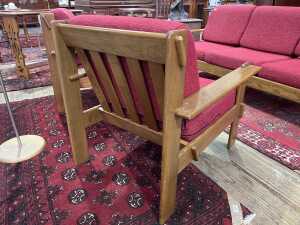 Mid-century oak three piece lounge suite - 4