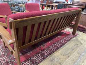 Mid-century oak three piece lounge suite - 5