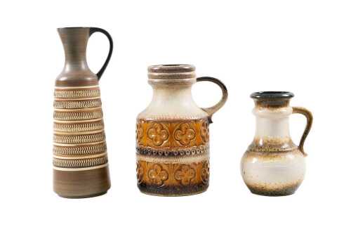 Three mid-century West German pottery jugs