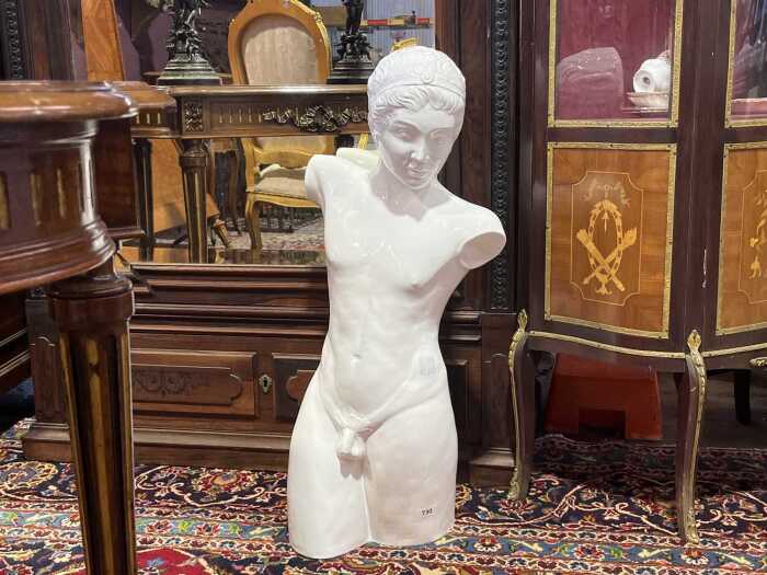 Mid-century Italian white enamelled ceramic bust of Hermes