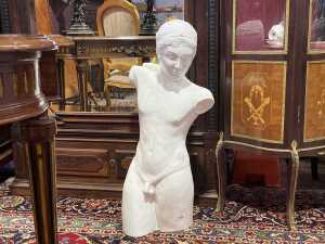 Mid-century Italian white enamelled ceramic bust of Hermes