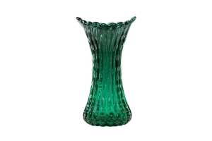 Retro Italian controlled bubble emerald green glass vase