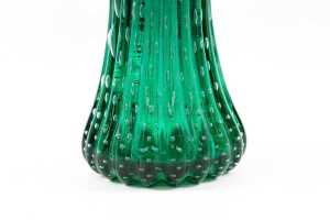 Retro Italian controlled bubble emerald green glass vase - 3