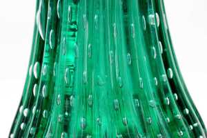Retro Italian controlled bubble emerald green glass vase - 4