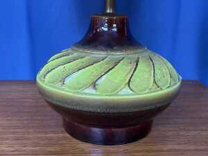Mid-century green and brown glazed ceramic table lamp - 2