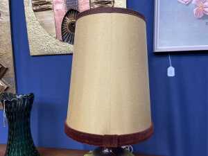 Mid-century green and brown glazed ceramic table lamp - 3