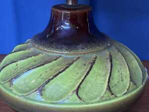 Mid-century green and brown glazed ceramic table lamp - 5