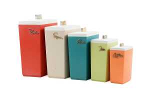 Set of five Capri mid-century plastic kitchen canisters