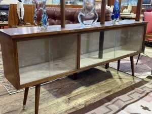 Mid-century pine and blackwood room divider shelving unit - 2