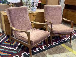 Pair of Don Rex mid-century reclining armchairs - 2