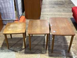 Australian mid-century teak nest of three tables - 2