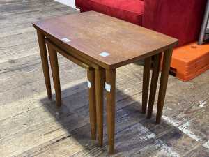 Australian mid-century teak nest of three tables - 6