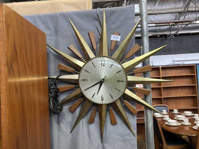 Metamec mid-century starburst clock